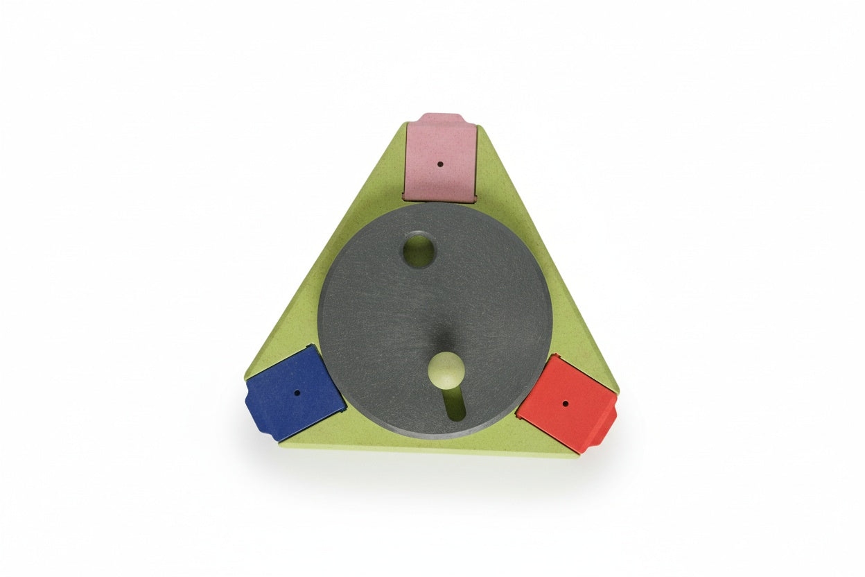 triangle interactive dog puzzle toy for mental stimulation, problem-solving and foraging instincts, durable recycled materials and non-slip feet
