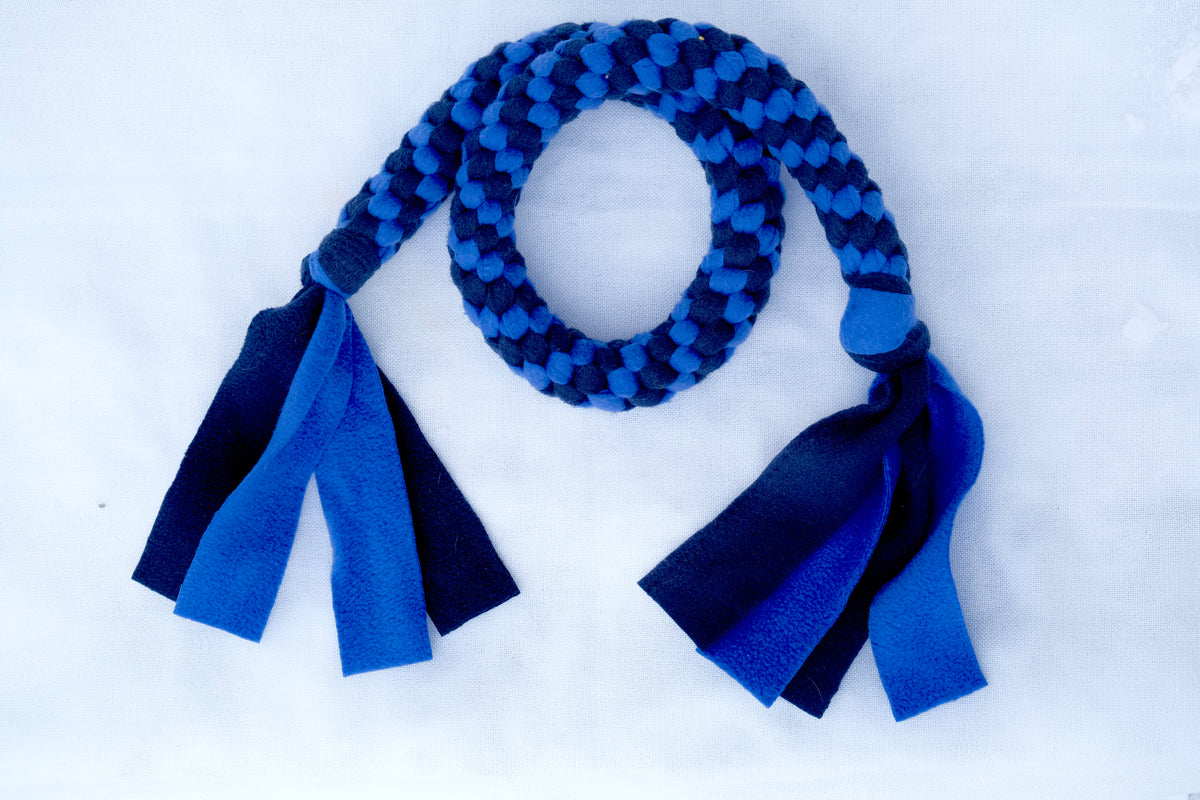 Blue braided rope toy for fun play